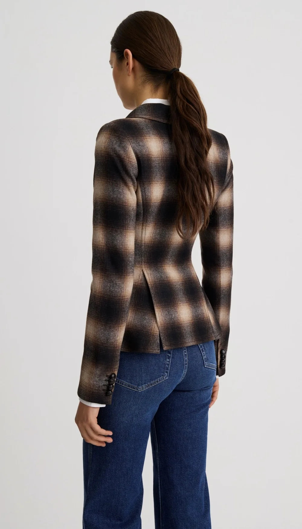 Smythe Patch Pocket Duchess Blazer Neutral Plaid