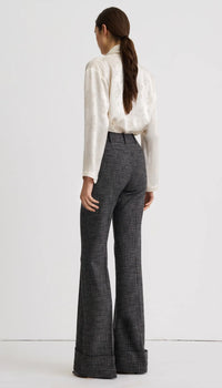 Smythe Wide Leg Cuffed Trouser Pepper Tweed