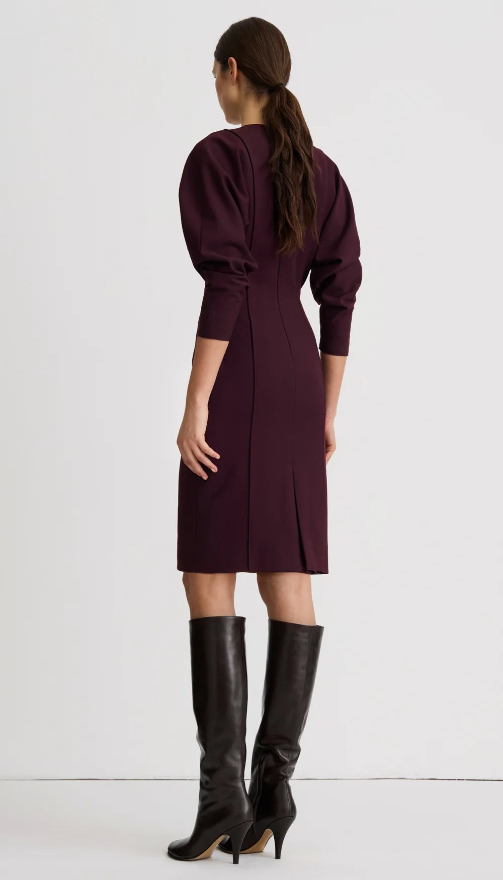 Smythe V-Neck Dolman Dress Plum