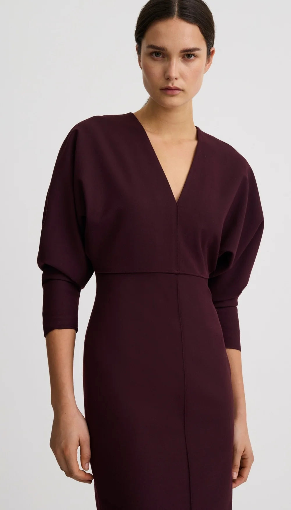 Smythe V-Neck Dolman Dress Plum