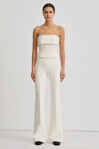 Smythe FA26122-IVORY Pantalon évasé à plis marqués blanc d’hiver