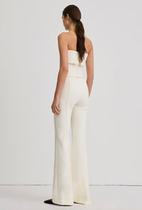 Smythe FA26122-IVORY Pantalon évasé à plis marqués blanc d’hiver