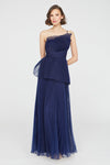 Theia Delphine Pleated Organza Gown