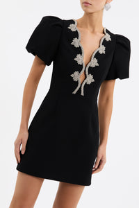 Robe mini Harlynn à manches bouffantes Rebecca Vallance noire