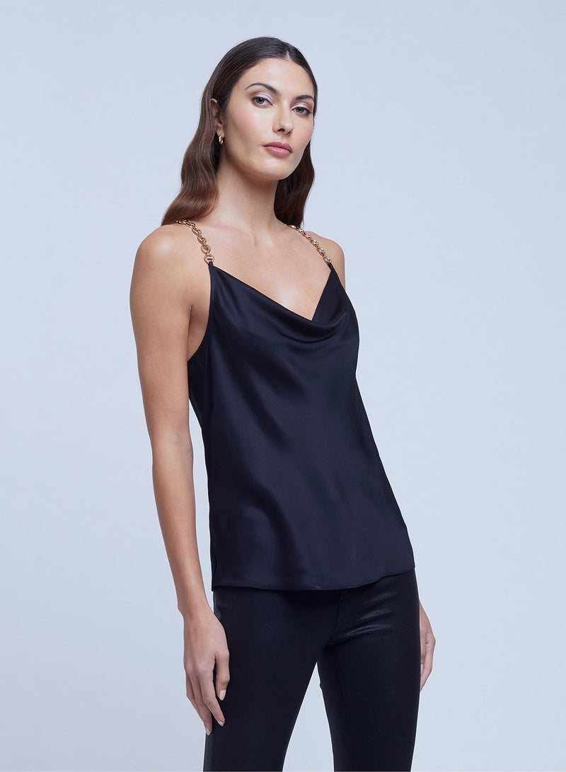 L'Agence Jasmina Cowl Neck Chain Tank