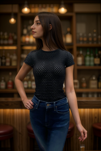 Frame Mesh Lace Baby Tee