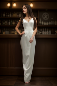 Lucian Matis V-Neck Spaghetti Strap Gown