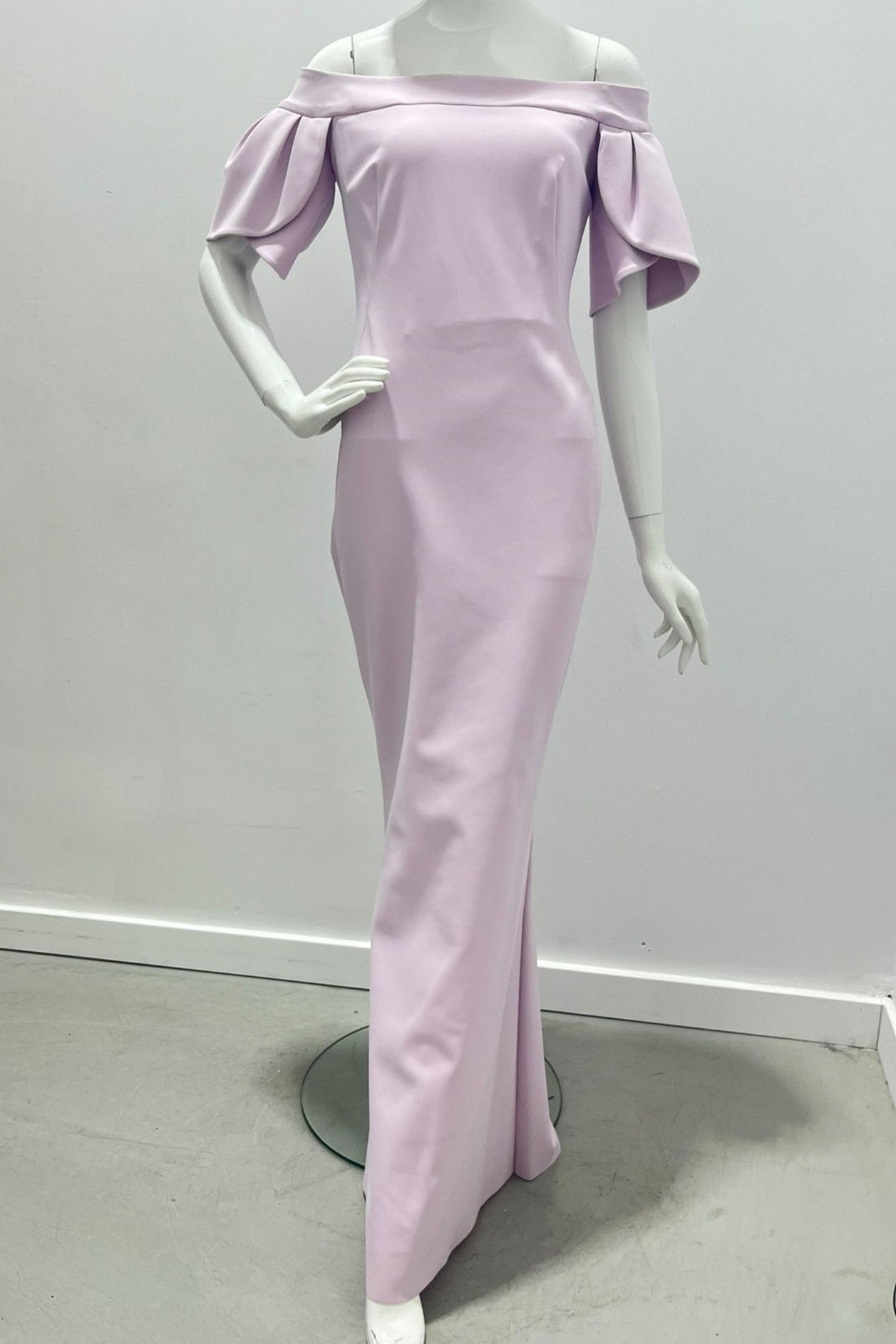 Robe stretch Frascara à épaules dénudées et manches tulipes