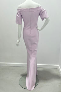 Robe stretch Frascara à épaules dénudées et manches tulipes