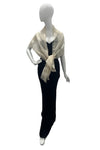 Di Firenze Silk Shawl Striped Beige