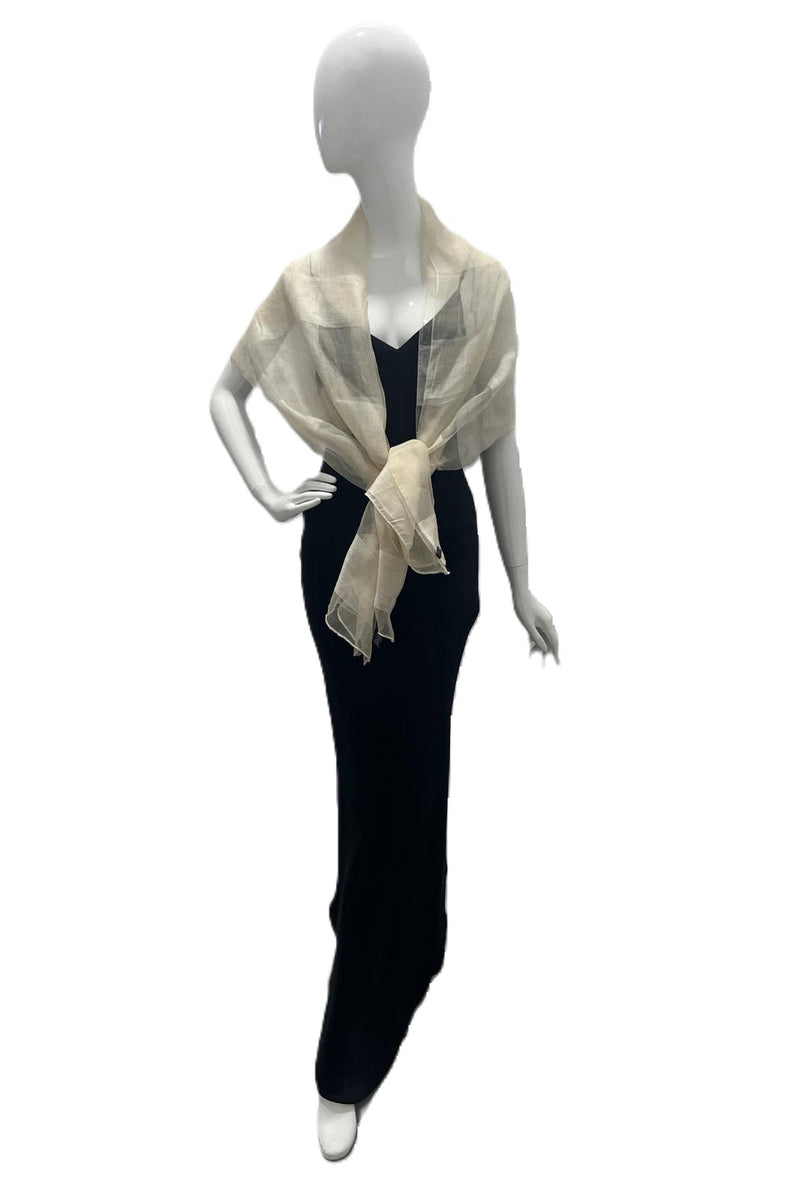 Di Firenze Silk Shawl Striped Beige