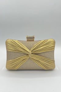 UrEtro Metallic Gathered Fabric Clutch