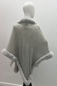 Mitchie's Cashmere Woven Wrap With Fox Trim