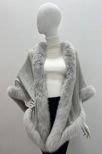 Mitchie's Cashmere Woven Wrap With Fox Trim