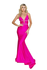 Double Rhinestone Form Fitting Gown