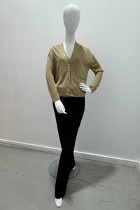 Cardigan semi-décontracté à manches longues en maille métallique Majestic Filatures or antique métallique