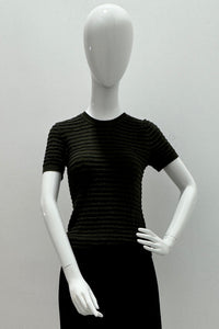 Frame The Smocked Short-Sleeve Sweater Rich Military