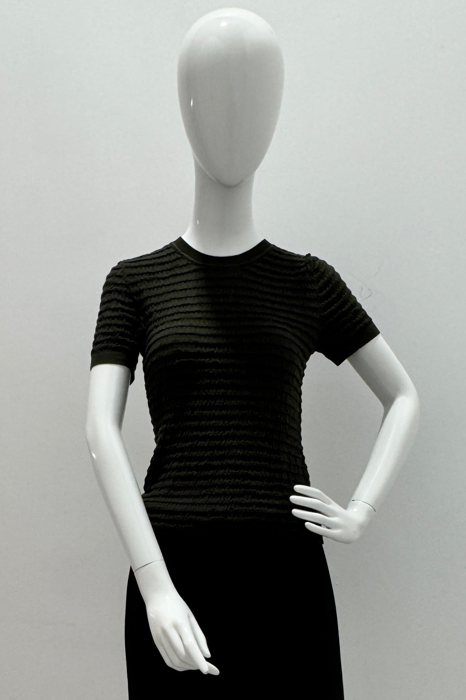 Frame The Smocked Short-Sleeve Sweater Rich Military