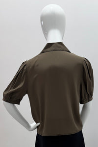 Frame The Silk Prim Blouse Deep Olive