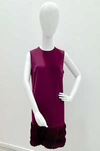 Catherine Regehr Sleeveless Jewel Neck Arak Shift With Wave Hem Short Plum