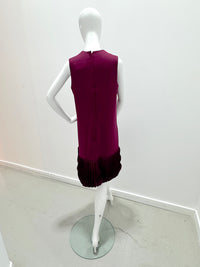 Catherine Regehr Sleeveless Jewel Neck Arak Shift With Wave Hem Short Plum