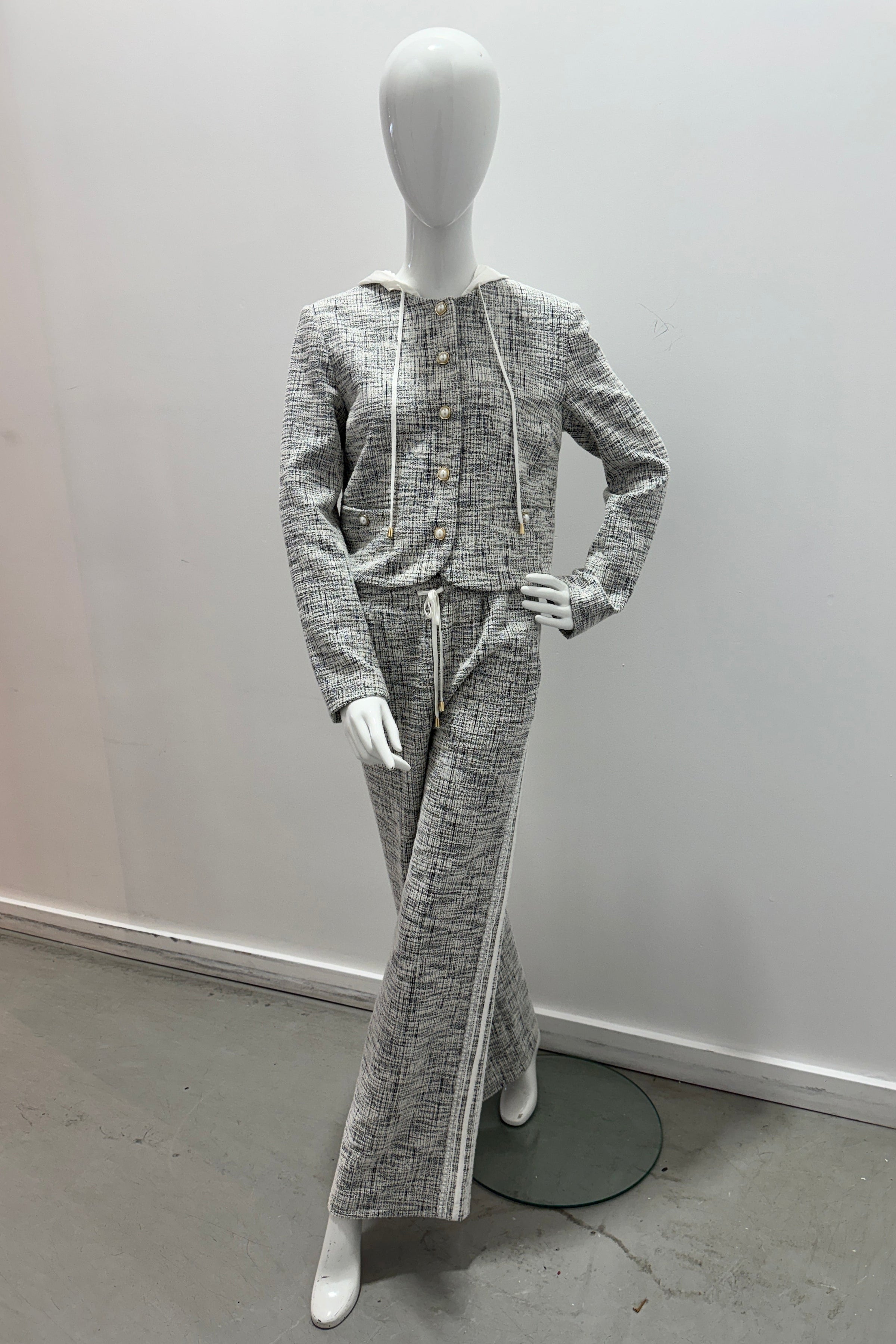 Twinset Tweed Jacket Off-White/Black