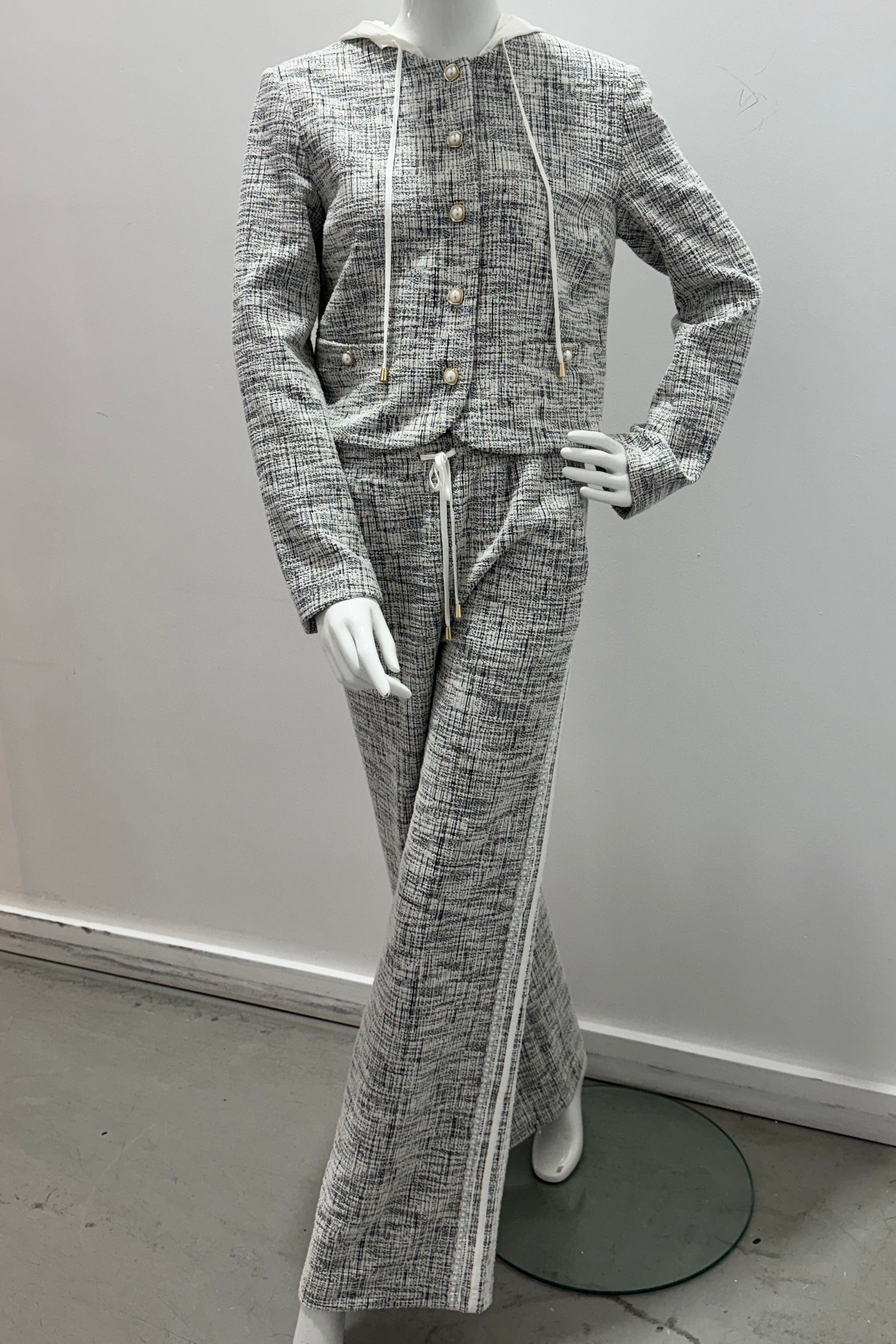 Twinset Tweed Jacket Off-White/Black