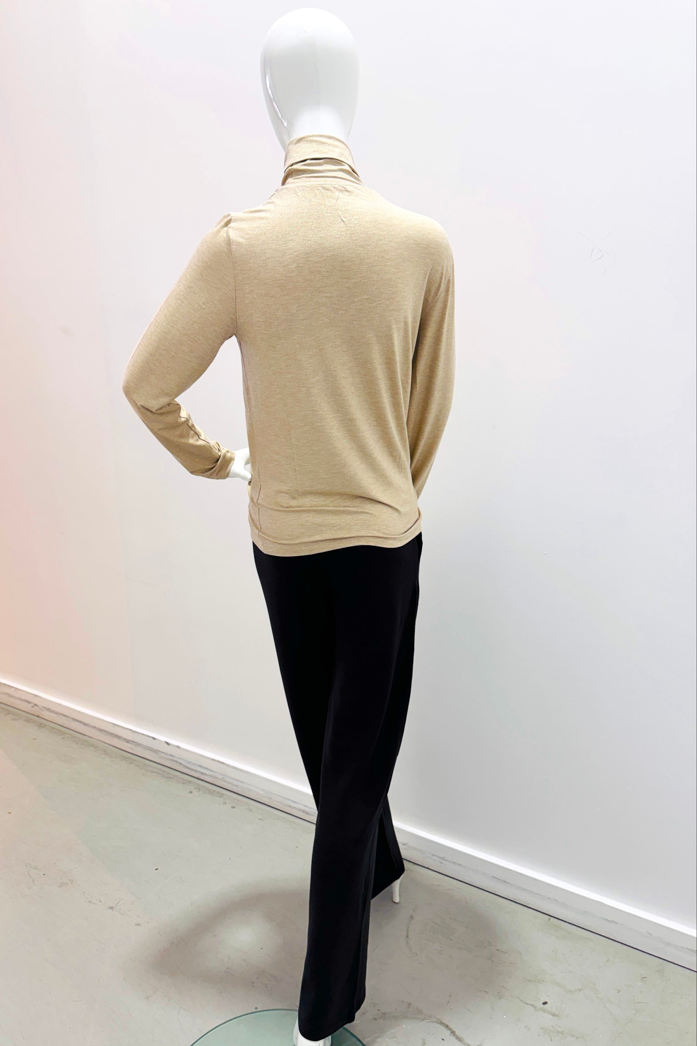 Majestic Filatures Soft Touch Metallic Long-Sleeve Turtleneck - Golden Ecru Chine