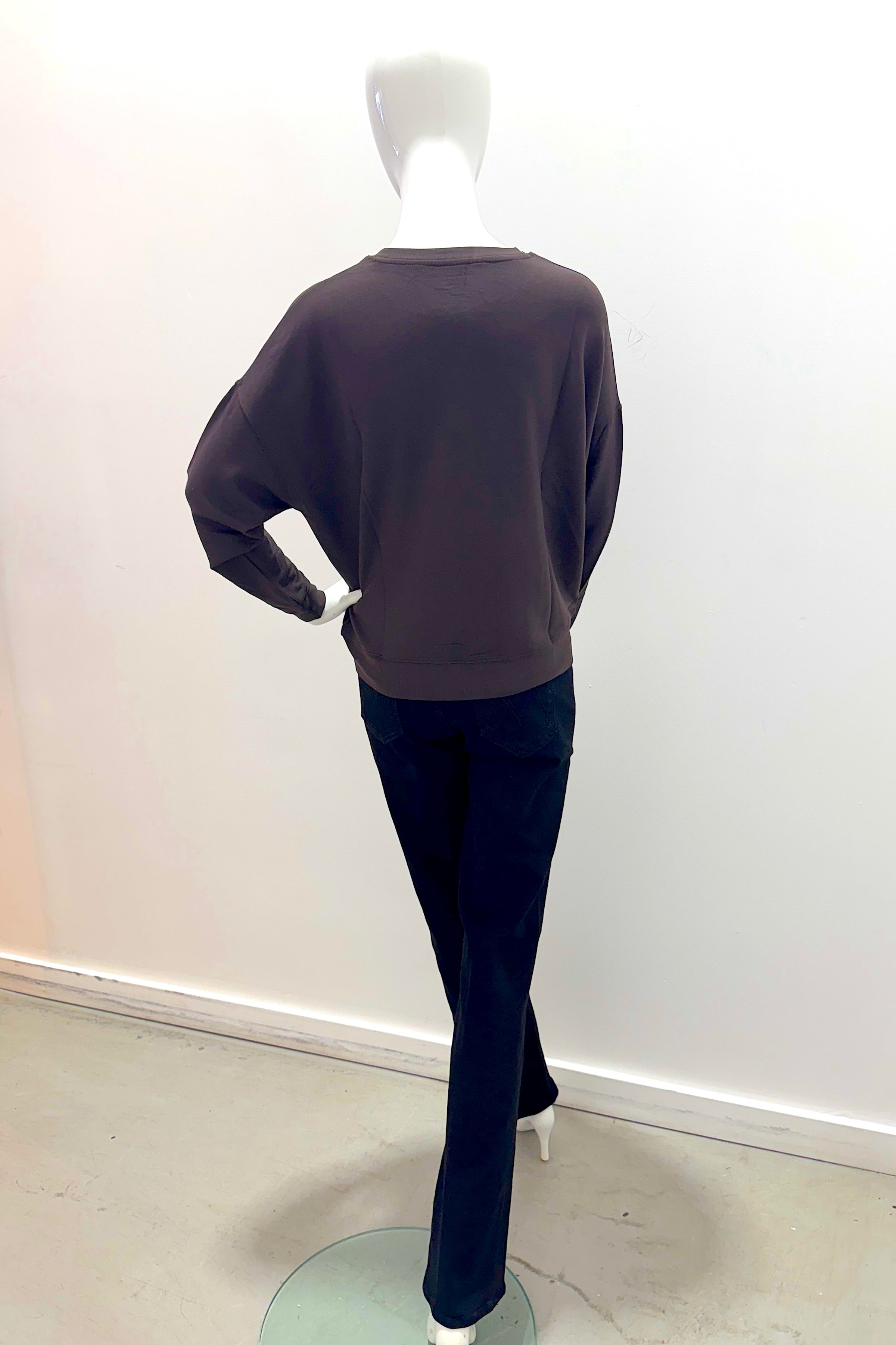 Majestic Filatures French Terry Long-Sleeve Crewneck With Banded Hem - Chocolate Mousse