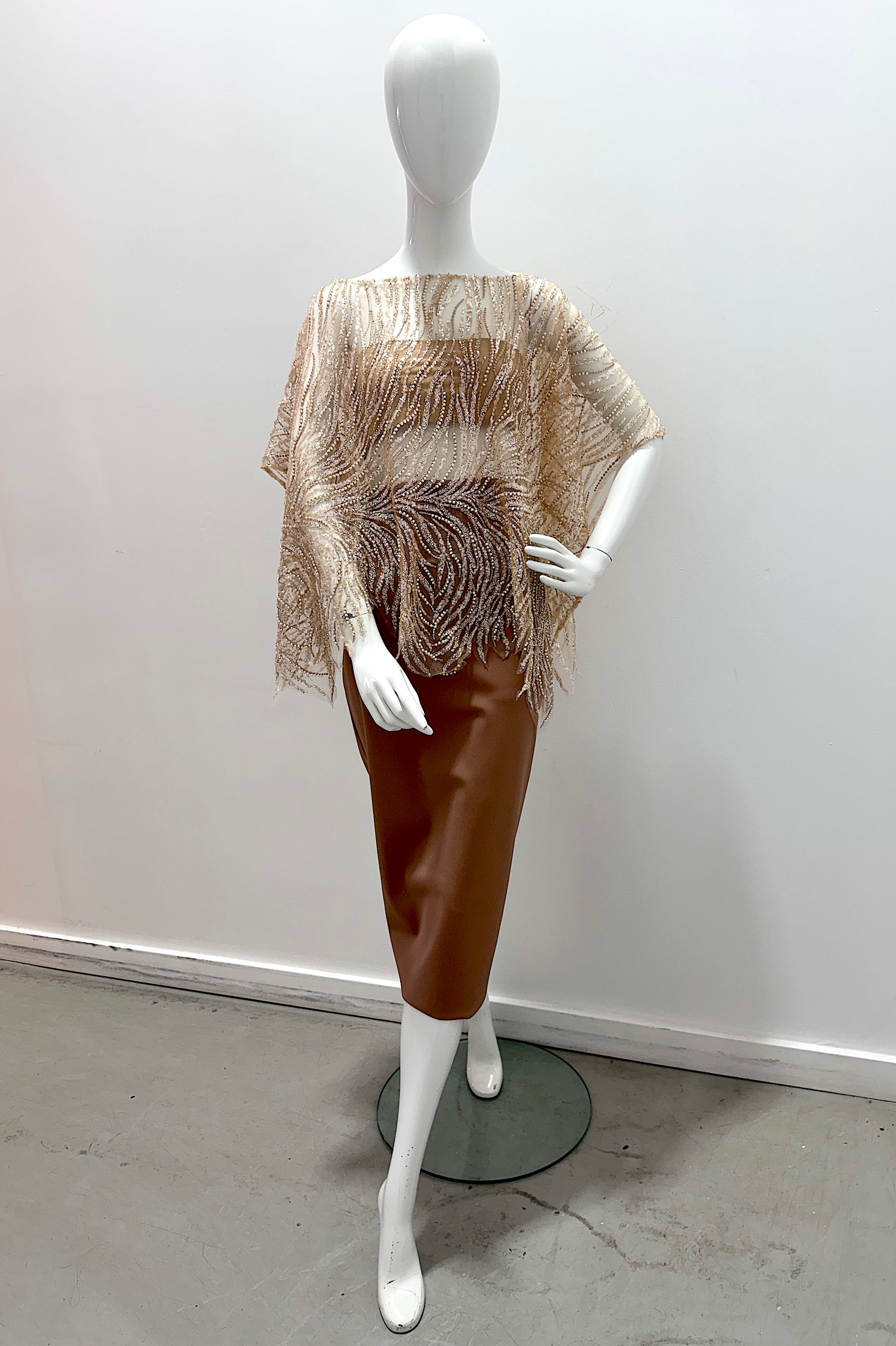 Tres Chic Beaded Cape - Blush