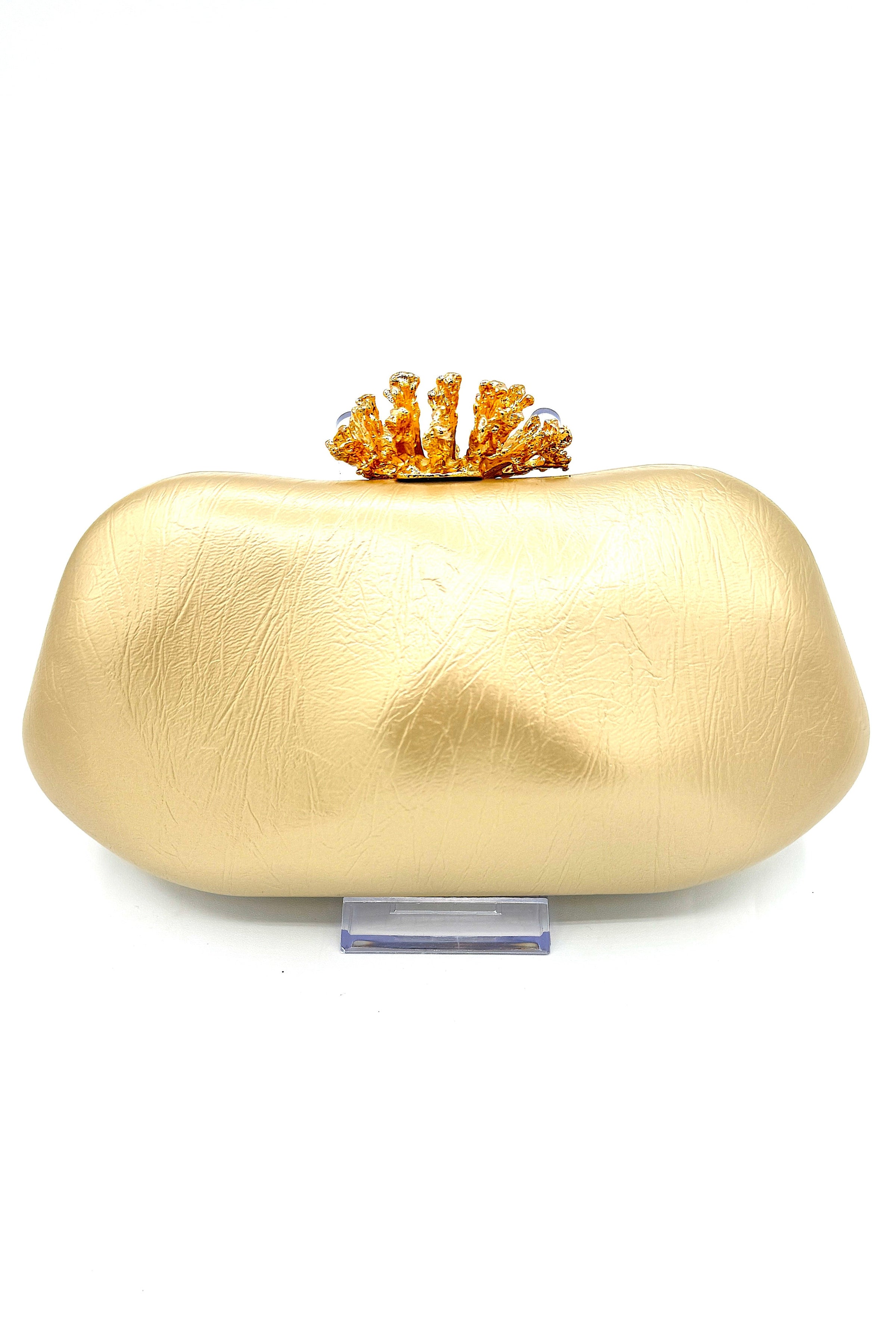 Tres Chic Oval Clutch Champagne Gold
