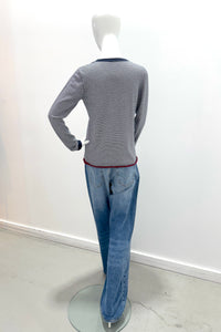 Majestic Filatures Cashmere Stripe Long-Sleeve Crewneck - Marine