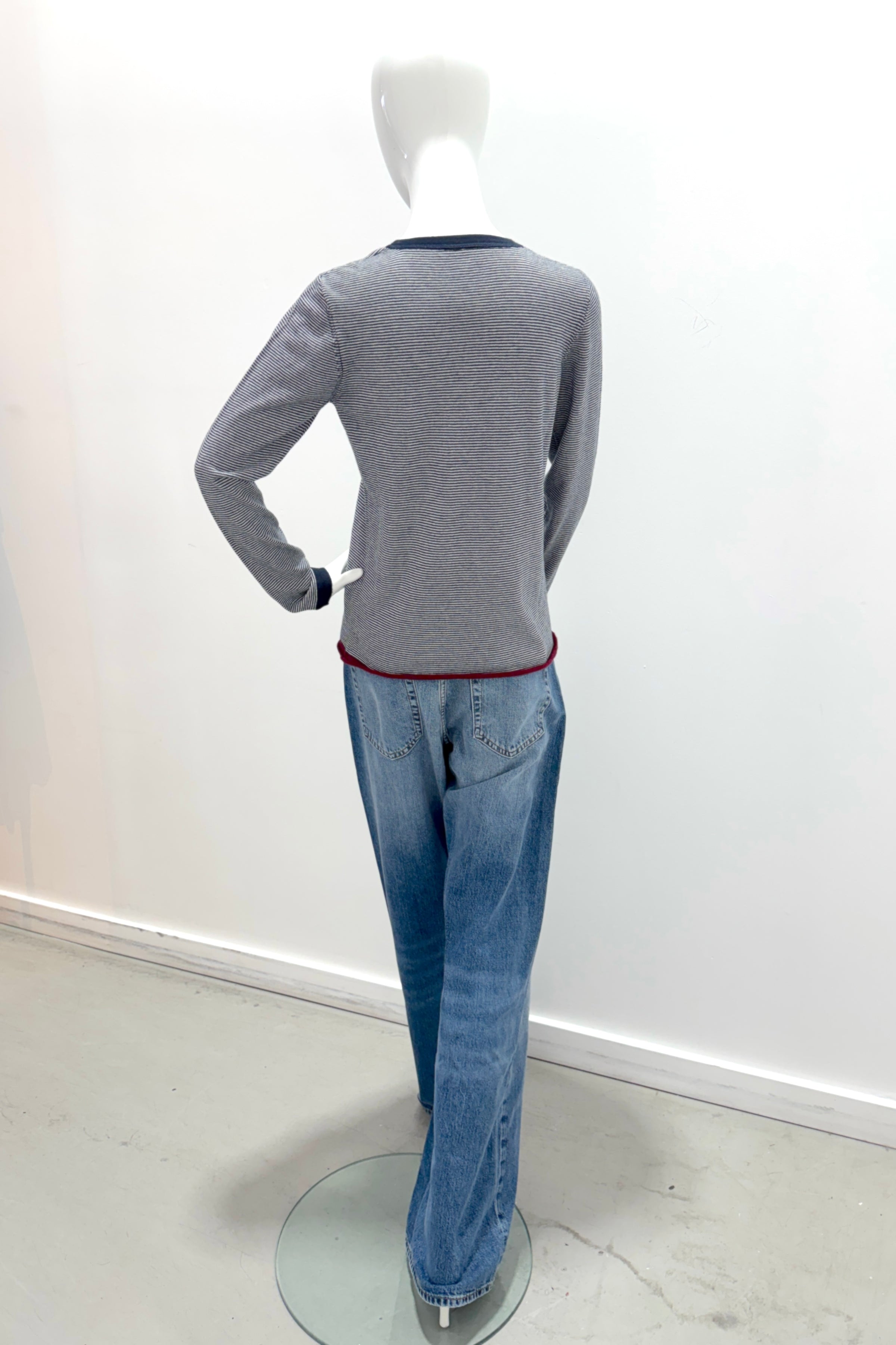 Majestic Filatures Cashmere Stripe Long-Sleeve Crewneck - Marine