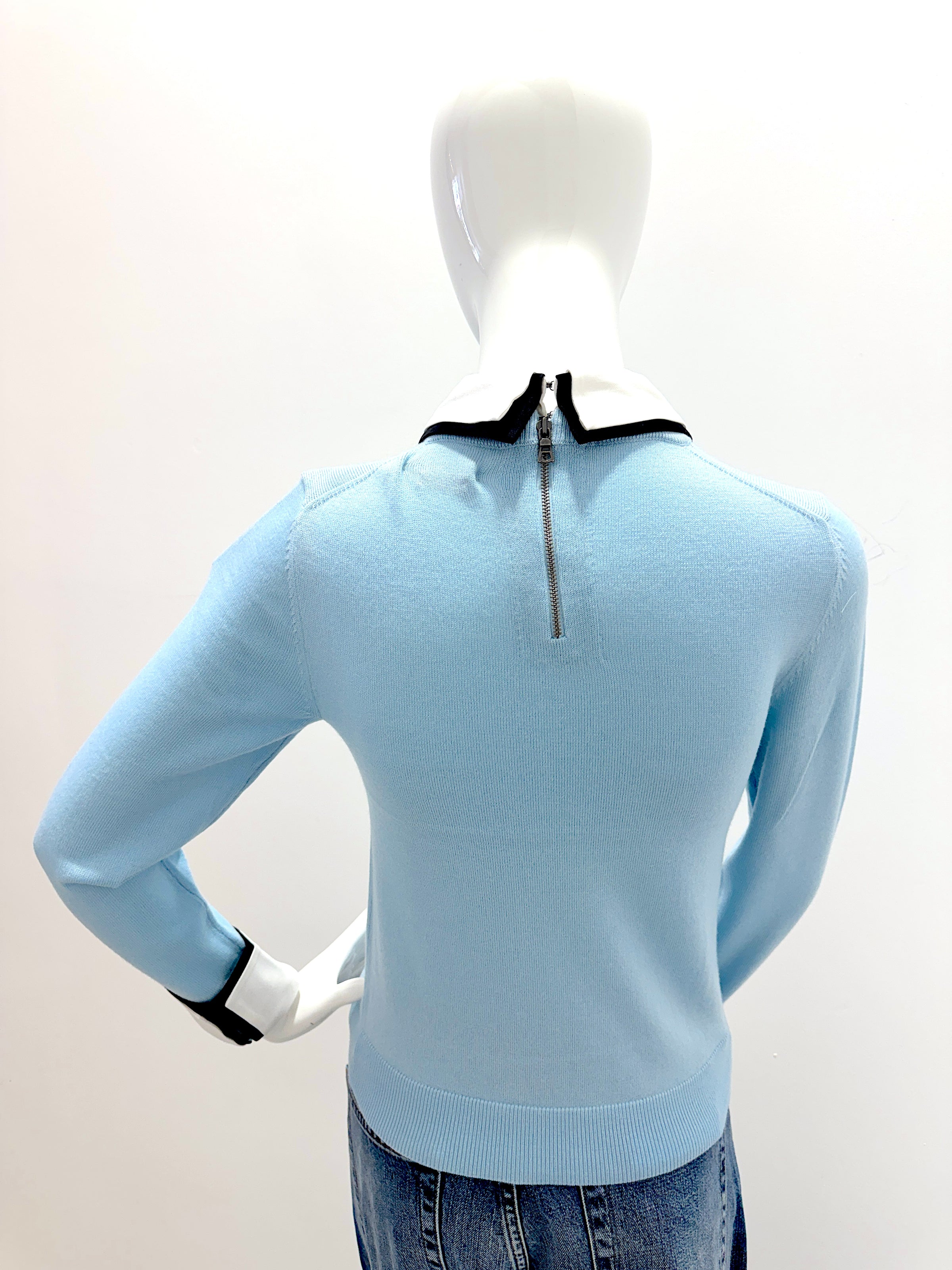 Alice + Olivia Porla Double Collar Sweater - Mineral Blue