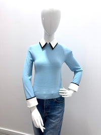 Alice + Olivia Porla Double Collar Sweater - Mineral Blue