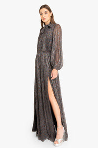 Black Halo Soliana Shimmer Plunging V Neck Gown