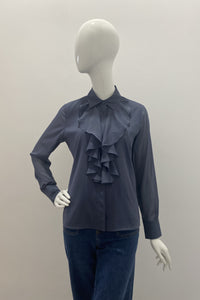 Max Volmary Silk Blouse With Front Ruffles