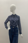 Max Volmary Silk Blouse With Front Ruffles