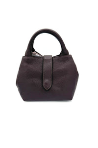 Mini-sac à main en cuir véritable Cinzia Rocca avec bandoulière marron