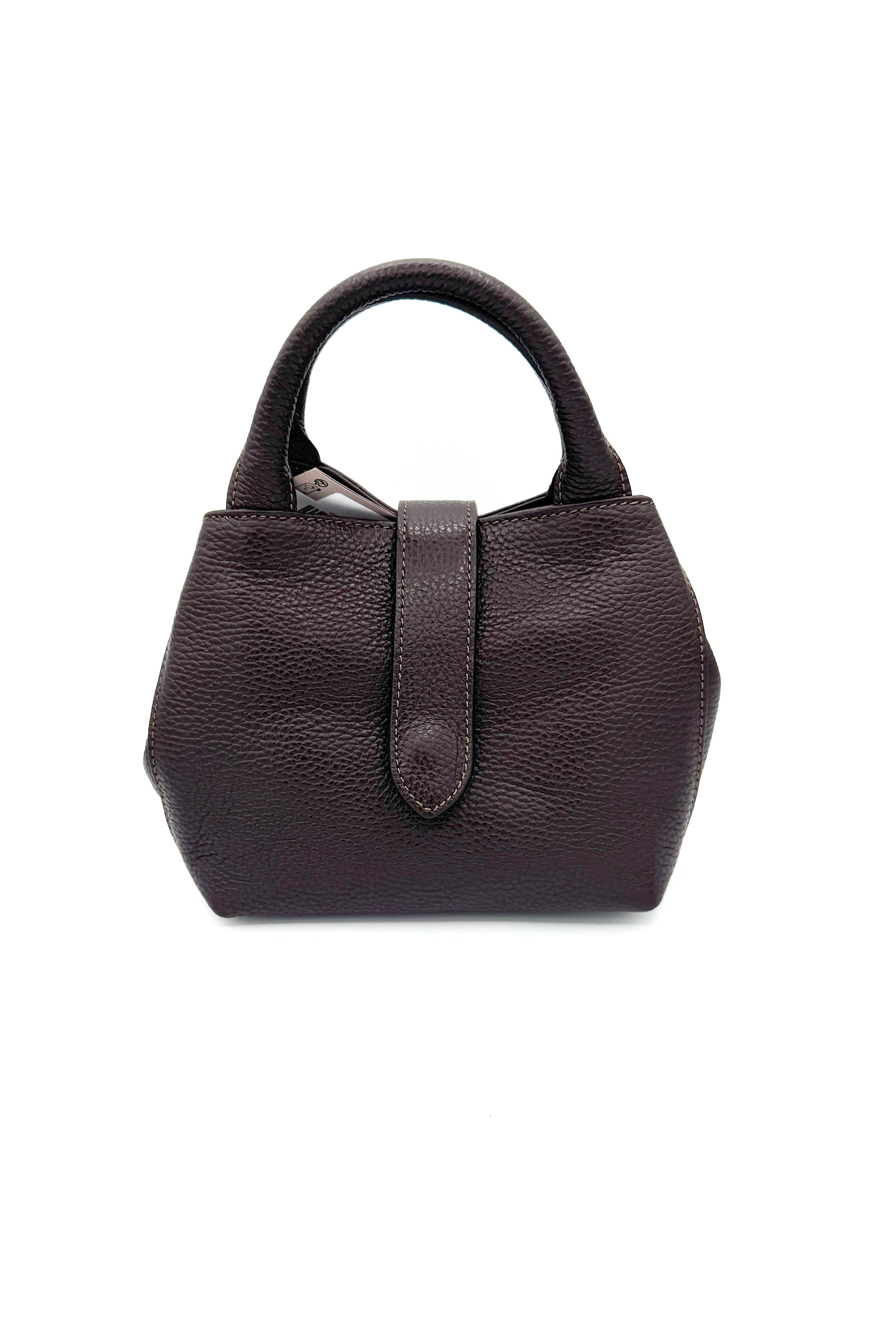 Mini-sac à main en cuir véritable Cinzia Rocca avec bandoulière marron