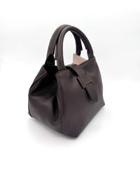 Mini-sac à main en cuir véritable Cinzia Rocca avec bandoulière marron