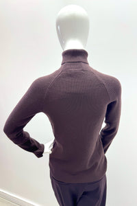 Majestic Filatures Stretch Merino Long-Sleeve Turtleneck With Rib Chocolate Mousse