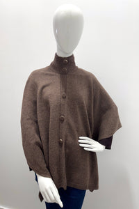Majestic Filatures Merino Elbow-Sleeve Mock-Neck Poncho Tatanka