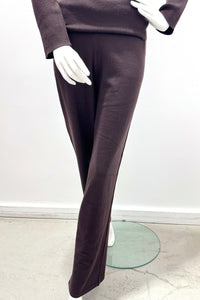 Majestic Filatures Stretch Merino-Knit Soft-Leg Pant Chocolate Mousse
