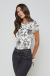 L'Agence Ressi Short Sleeve Baroque Floral Top