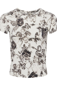 L'Agence Ressi Short Sleeve Baroque Floral Top