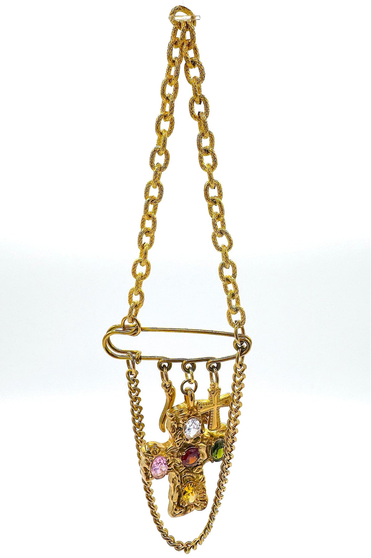 Aether Designs broche croix ornée de bijoux Bowie Gold/Multi