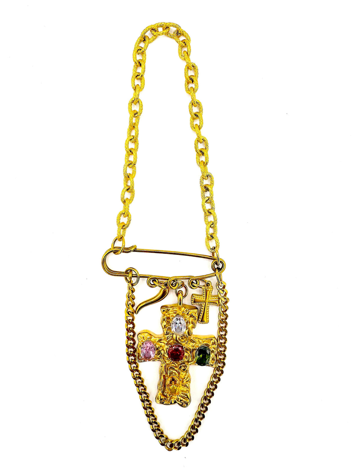 Aether Designs broche croix ornée de bijoux Bowie Gold/Multi
