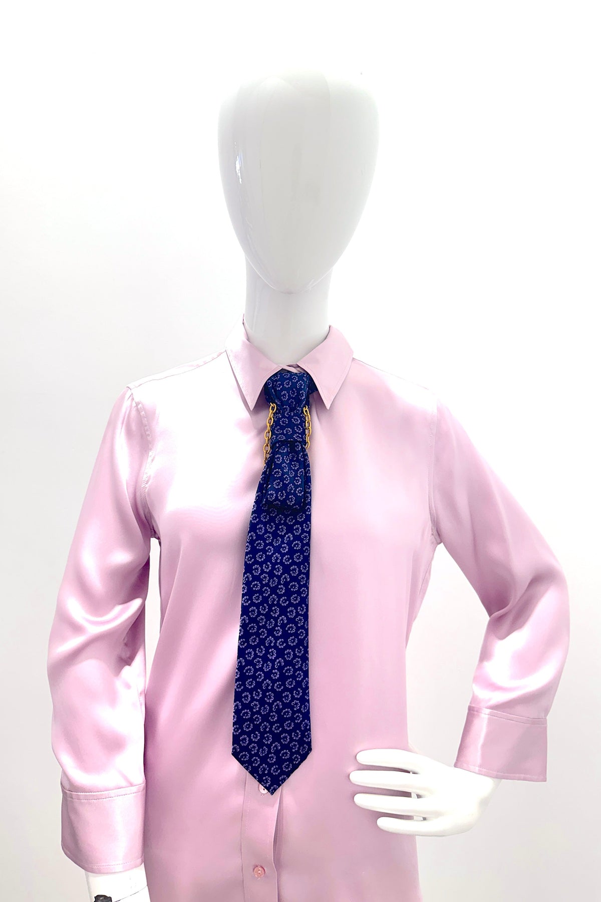 Aether Designs cravate à petites fleurs Navy/Mauve