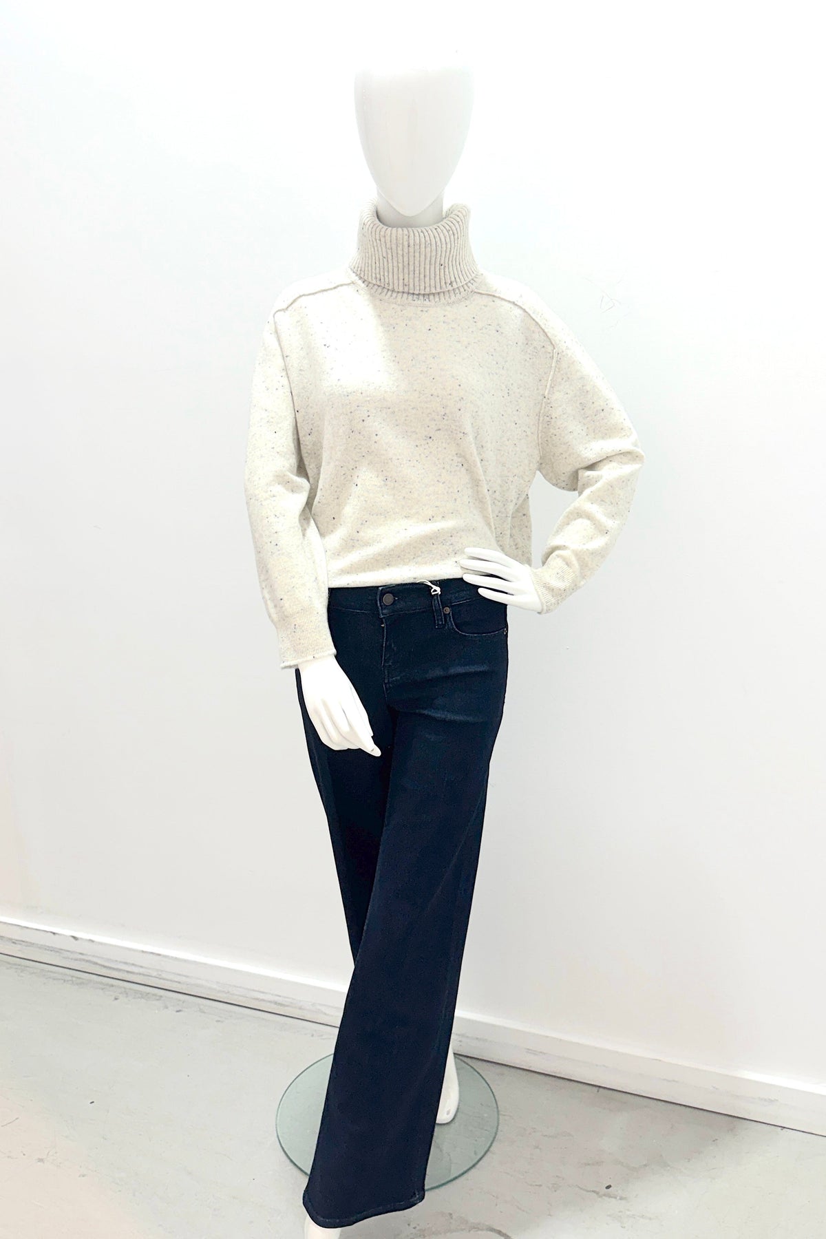 Pantalon Palazzo Slim taille basse Frame, finition brillante